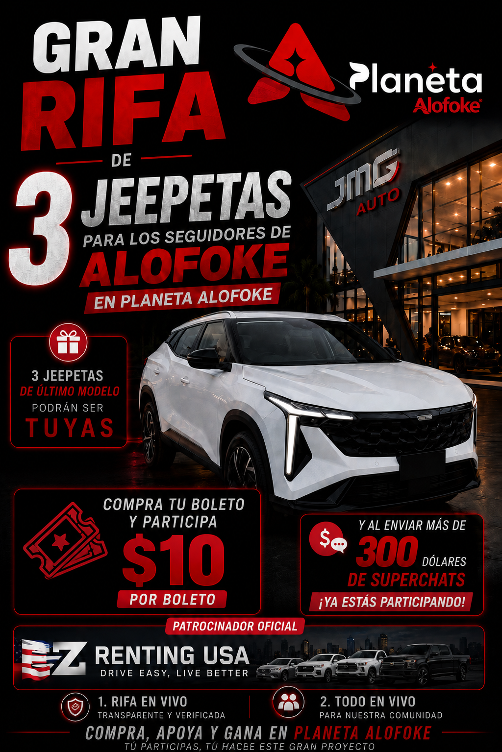BOLETO PARA LA GRAN RIFA DE 3 JEEPETAS EN PLANETA ALOFOKE